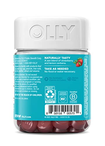 OLLY Goodbye Stress Gummy, GABA, L-Theanine, Lemon Balm, Stress Relief Supplement, Berry - 42 Count