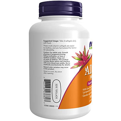 NOW Supplements, ADAM™ Men's Multivitamin with Saw Palmetto, Plant Sterols, Lycopene & CoQ10, 90 Softgels