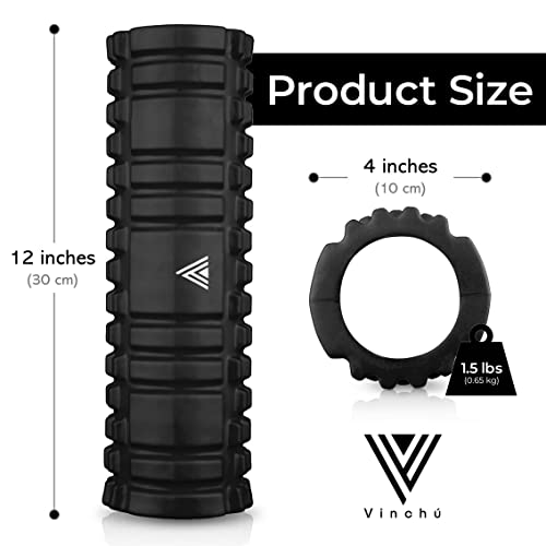 The Vinchu Foam Roller - Deep Tissue Massage Muscle Roller and Stretching Equipment for Sustainable Strength and Myofascial Trigger Point Release (Space Black)