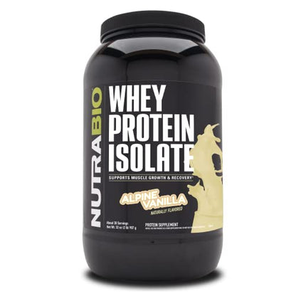 NutraBio 100% Whey Protein Isolate - Complete Amino Acid Profile - 25G of Protein Per Scoop - Soy and Gluten Free - Zero Fillers, Non-GMO, Protein Powder - Vanilla, 2 Pounds