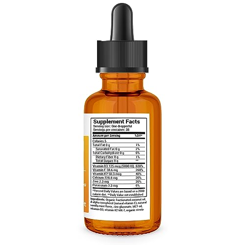 Dr. Berg Vitamin D3 K2 with Zinc & MCT Oil Liquid Supplement - Liquid Vitamin D3 with K2 for Bone & Teeth Strength, Mood, Immune & Heart Health D3 K2 Drops - Vitamin D3 K2 Drops for Adults - 1 fl oz