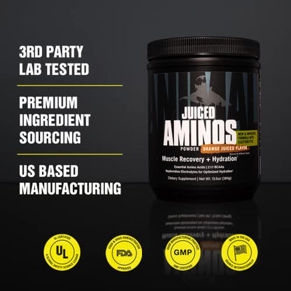 Animal Juiced Amino Acids - BCAA/EAA Matrix Plus Hydration with Electrolytes and Sea Salt Anytime Recovery and Improved Performance - 30 Servings