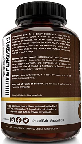 NutriFlair Glucosamine Chondroitin Turmeric MSM Boswellia - Supplement - Natural & Non-GMO - Antioxidant Pills - for Back, Knees, Hands, Joints, Cartilage