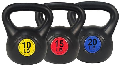 BalanceFrom Wide Grip Kettlebell Exercise Fitness Weight Set, 45LB Set of 3: 10/15/20LB