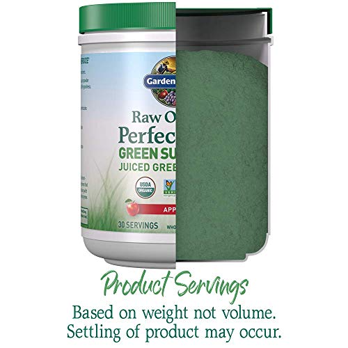 Garden of Life Raw Organic Perfect Food Green Superfood Juiced Greens Powder - Apple Flavor, 30 Servings - Vegan Gluten Free Whole Food Dietary Supplement, Greens Plus Probiotics & Enzymes