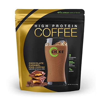 Chike Chocolate Caramel High Protein Iced Coffee, 20 G Protein, 2 Shots Espresso, 1 G Sugar, Keto Friendly and Gluten Free, 14 Servings (14.8 Ounce)