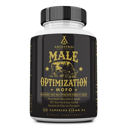 Ancestral Supplements Mofo, Supplements for Men Support Testosterone Levels and Overall Men's Health and Wellness, Non-GMO Grass Fed Beef Organ Supplement with Liver, No Fillers, 180 Capsules