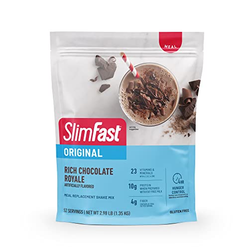 SlimFast Meal Replacement Powder, Original Rich Chocolate Royale, Shake Mix, 10g of Protein, 52 Servings (Packaging May Vary)