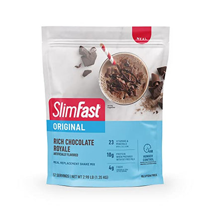 SlimFast Meal Replacement Powder, Original Rich Chocolate Royale, Shake Mix, 10g of Protein, 52 Servings (Packaging May Vary)