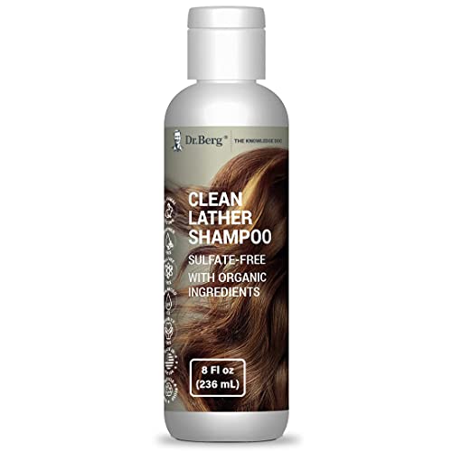 Dr. Berg's Clean Lather Shampoo - Hair Strengthening, Moisturizing, Scalp Treatment and Hair Follicle Growth Shampoo - Well-Balanced Hair Care Formula with Biotin and Peppermint - Sulfate-Free 8 Oz