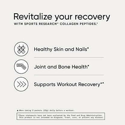 Sports Research Collagen Peptides - Hydrolyzed Type 1 & 3 Collagen Powder Protein Supplement for Healthy Skin, Nails, Bones & Joints - Easy Mixing Vital Nutrients & Proteins, Collagen for Women & Men