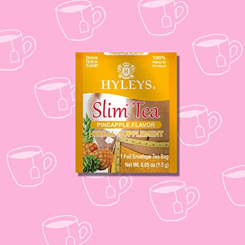 Hyleys Slim Tea Weight Loss Herbal Supplement with Pineapple - Cleanse and Detox - 50 Tea Bags (1 Pack)