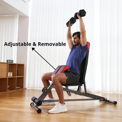 Finer Form Multi-Functional FID Weight Bench for Full All-in-One Body Workout – Hyper Back Extension, Roman Chair, Adjustable Sit up Bench, Incline, Flat & Decline Bench. Perfect with adjustable dumbbell set, barbell weight set or bench press