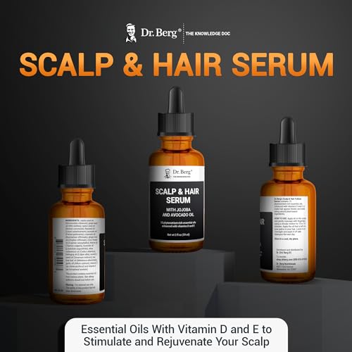 Dr Berg's (All In One) Hair Growth Serum w/ Jojoba Oil & Castor Oil For Fuller Thicker Hair | Contains 13 Plant-Based All Natural Hair Growth Oils | Added Vitamin E & D for Enhancement | 2 fl oz