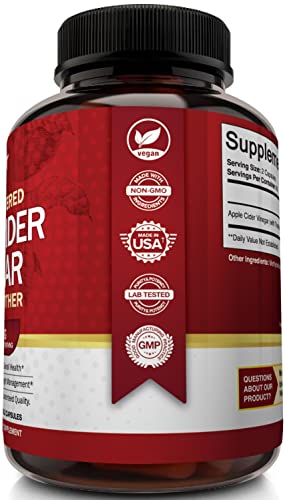 Apple Cider Vinegar Capsules with The Mother - 120 Vegan ACV Pills - Best Supplement for Healthy Weight Loss, Diet, Keto, Digestion, Detox, Immune - Powerful Cleanser & Appetite Suppressant Non-GMO