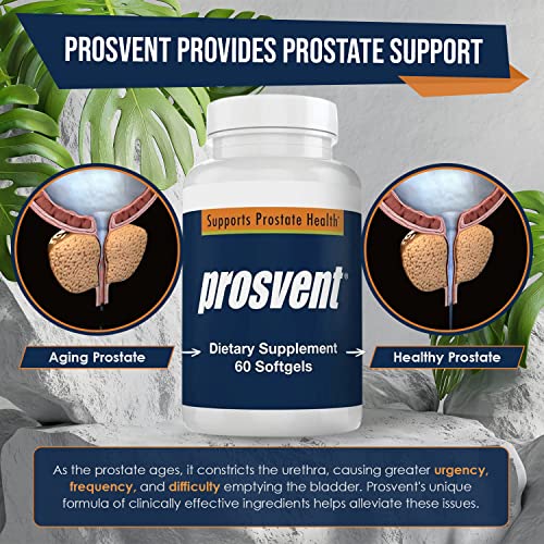 Prosvent Prostate Supplement for Men with Beta Sitosterol, as Well as Saw Palmetto, Vitamin D & Zinc. Premium Prostate Support-Reduce Frequency & Urgency of Urination (60 Count)