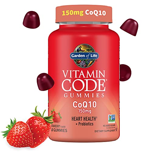 CoQ10 Gummies 150 mg, Coenzyme Q10 for Heart Health, Energy Production & Healthy Aging + Prebiotics & Probiotics for Digestion, Vitamin Code Non-GMO, Gluten-Free, 60 Strawberry Gummies, 30 Day Supply