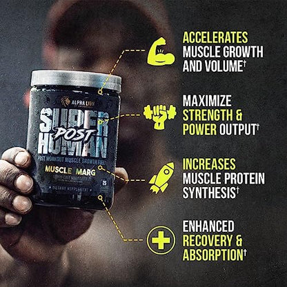 Alpha Lion Superhuman Post Workout Powder, Muscle Builder Drink, Creatine Monohydrate + More for Lean Muscle Growth, Strength & Volume, Supplement for Women & Men (25 Servings, Muscle Marg)