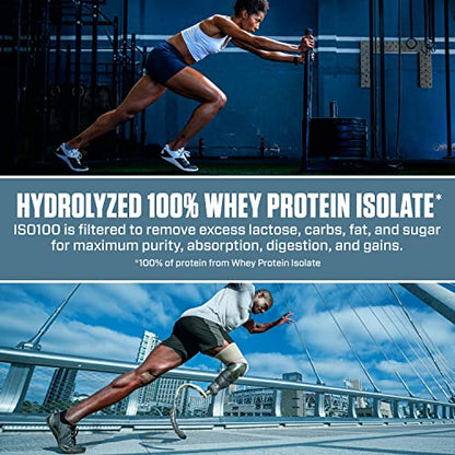 Dymatize ISO100 Hydrolyzed Protein Powder, 100% Whey Isolate , 25g of Protein, 5.5g BCAAs, Gluten Free, Fast Absorbing, Easy Digesting, Gourmet Chocolate, 20 Servings