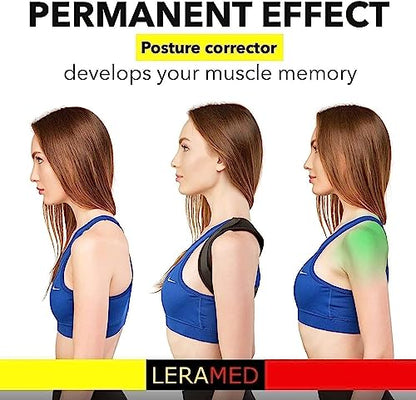 Leramed [New 2023] Posture Corrector for Men and Women - Adjustable Upper Back Brace for Clavicle Support and Providing Pain Relief from Neck, Back and Shoulder