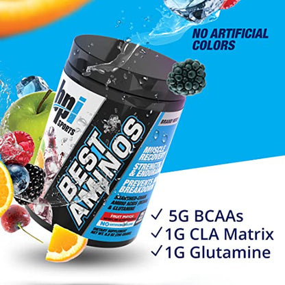 BPI Sports Best Aminos - BCAA Powder Post Workout & Glutamine Recovery Drink with Branched Chain Amino Acids for Hydration & Recovery, for Men & Women - Fruit Punch - 25 Servings