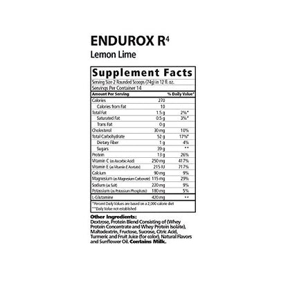 PacificHealth Endurox R4, Post Workout Recovery Drink Mix with Protein, Carbs, Electrolytes and Antioxidants for Superior Muscle Recovery, Net Wt. 2.29 lb, 14 Serving (Lemon Lime)