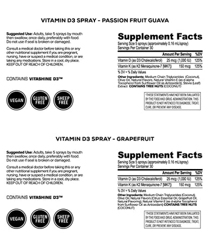 ONNIT Labs Passion Fruit Guava Vitamin D3 Spray with Vitamin K2, 0.8 FZ