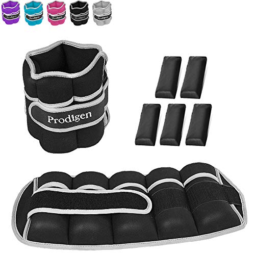 Prodigen Adjustable Ankle Weights Set for Men & Women Ankle Wrist Weight for Walking, Jogging, Gymnastics (Black, 1lbs x2)