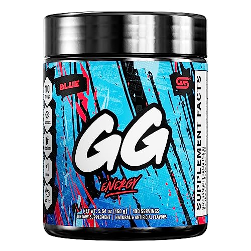 Gamer Supps, GG Energy (100 Servings) - Keto Friendly Gaming Energy and Nootropic, Sugar Free Caffeine + Vitamins + Immune Support, Powder Energy Drink and Soda Alternative (Blue)