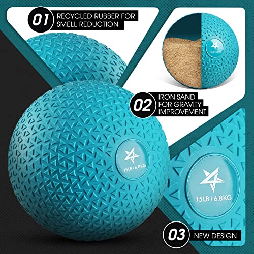 Yes4All Upgraded Fitness Slam Medicine Ball Triangle 15lbs for Exercise, Strength, Power Workout, Workout Ball, Weighted Ball, Exercise Ball, Trendy Teal