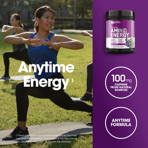 Optimum Nutrition Amino Energy - Pre Workout with Green Tea, BCAA, Amino Acids, Keto Friendly, Green Coffee Extract, Energy Powder - Concord Grape, 65 Servings (Packaging May Vary)