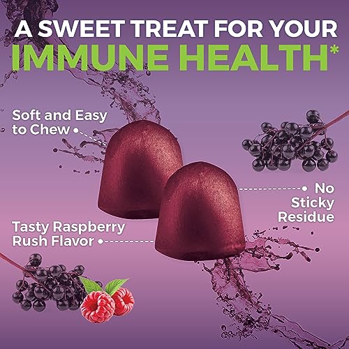 Organic Sambucus Elderberry Gummies with Zinc and Vitamin C (120 Count) - 3 in 1 Black Elderberry Gummies for Adults Immune Support, Chewable Elderberry Supplements, Immunity Gummies