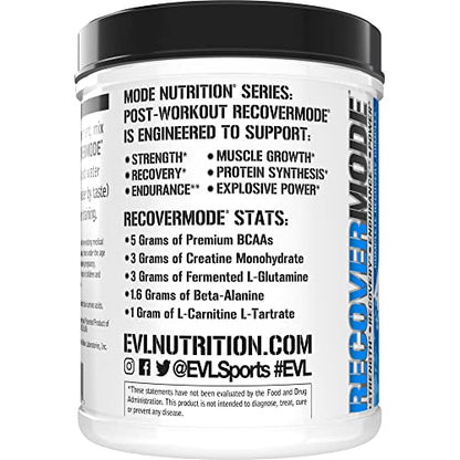 Evlution Nutrition Recover Mode- Complete Post Workout with BCAAs, Immunity Support, Vitamin C, D & E, Electrolytes, Hydration, Creatine, Glutamine, Beta-Alanine, L-Carnitine, 30 Serve, Blue Raz