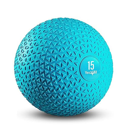 Yes4All Upgraded Fitness Slam Medicine Ball Triangle 15lbs for Exercise, Strength, Power Workout, Workout Ball, Weighted Ball, Exercise Ball, Trendy Teal