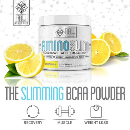 Amino Slim - Slimming BCAA Weight Loss Drink for Women, Vegan Amino Acids & L-Glutamine Powder for Post Workout Recovery & Fat Burning | Daily Appetite Suppressant, Metabolism Booster & Stress Relief