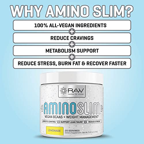 Amino Slim - Slimming BCAA Weight Loss Drink for Women, Vegan Amino Acids & L-Glutamine Powder for Post Workout Recovery & Fat Burning | Daily Appetite Suppressant, Metabolism Booster & Stress Relief