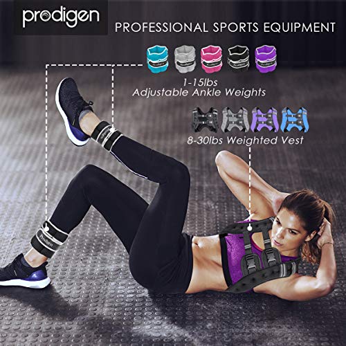 Prodigen Adjustable Ankle Weights Set for Men & Women Ankle Wrist Weight for Walking, Jogging, Gymnastics (Black, 1lbs x2)