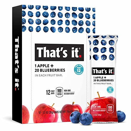 That’s it. Variety, 100% Natural Real Fruit Bar, High Fiber Vegan, Gluten Free Healthy Snack, Paleo for Children & Adults, Non GMO No Added Sugar (Blueberry, Strawberry, Fig) (36 Pack)