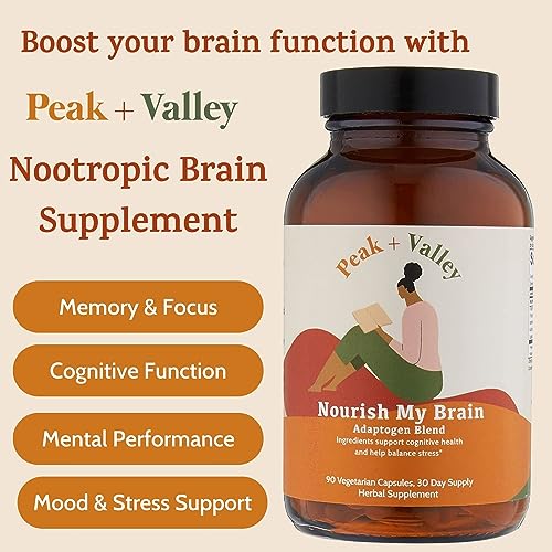 Nootropic Brain Support Supplement for Memory & Focus with Lion's Mane Mushroom & Ashwagandha - 1450 mg, 90 Ct Adaptogen Capsules for Adults & Seniors - Cognitive, Brain Fog, & Energy Formula