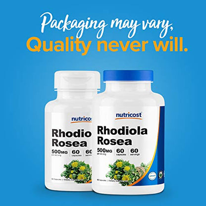 Nutricost Rhodiola Rosea 500mg, 60 Vegetarian Capsules - Gluten Free and Non-GMO Rhodiola Rosea Supplement