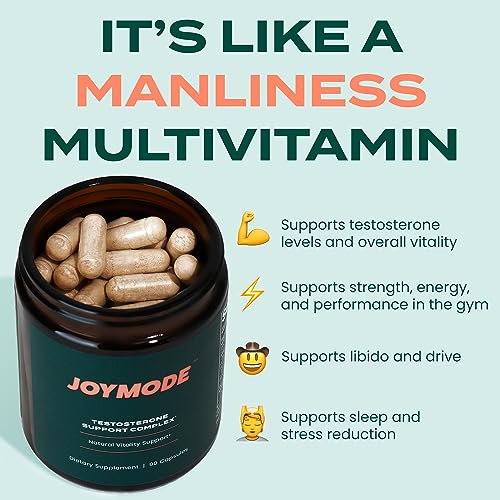 JOYMODE Testosterone Support Complex (90ct) -Natural Supplement for Men w/Ashwagandha, DIM, Magnesium, Zinc & Boron