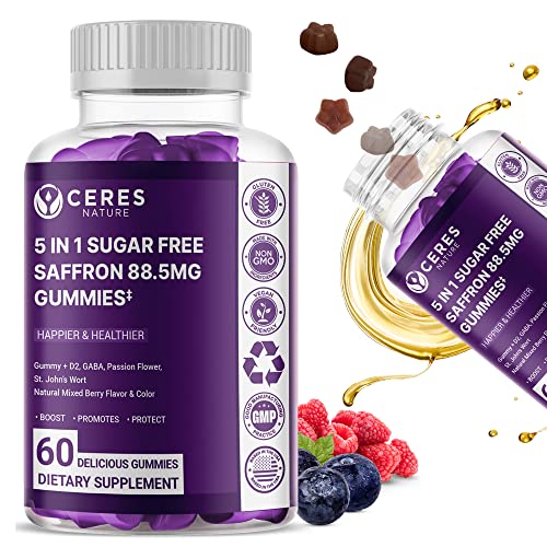 Premium Saffron Extract 88.5mg** Gummy - Appetite Control, Eye Support, Boost Energy & Heart Health NON-GMO – Gluten Free – Vegan Friendly- Sugar-Free Antioxidant Boost - Premium Quality - 60 Gummies