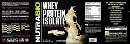 NutraBio 100% Whey Protein Isolate - Complete Amino Acid Profile - 25G of Protein Per Scoop - Soy and Gluten Free - Zero Fillers, Non-GMO, Protein Powder - Vanilla, 2 Pounds