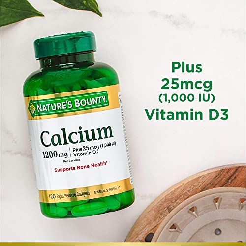 Nature’s Bounty Calcium Plus 1000 IU Vitamin D3, Immune Support & Bone Health, Softgels, 120 Ct (2-Pack)