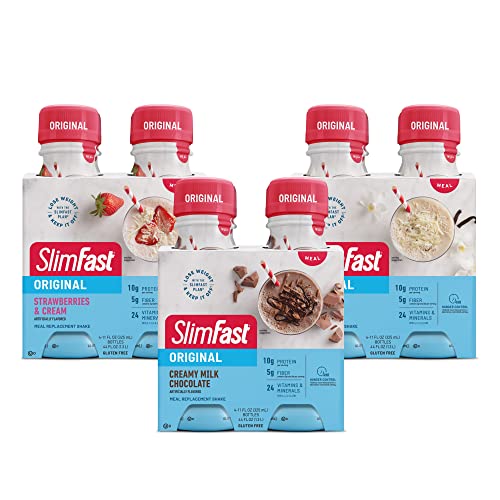 SlimFast Meal Replacement Shake, Original RTD, 10g of Ready to Drink Protein, Fan Favorites Variety Pack, 11 Fl. Oz Bottle, 12 Count (Packaging May Vary)