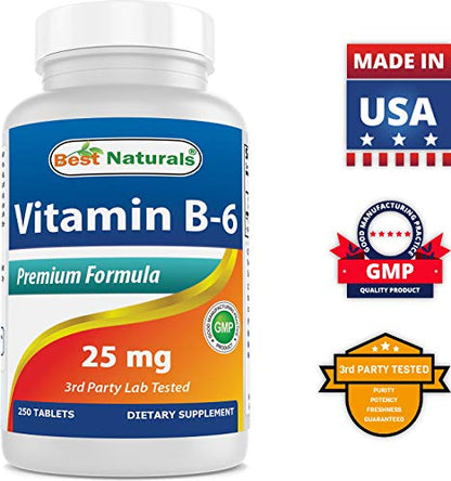 Best Naturals Vitamin B-6 25 Mg Tablets, 250 Count