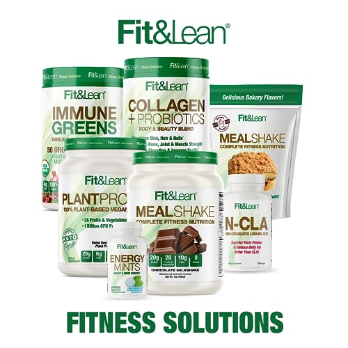 Fit & Lean Meal Shake, Fat Burning Meal Replacement, Meal Replacement with Protein, Fiber, Probiotics and Organic Fruits & Vegetables, Cookies and Cream, 1lb, 10 Servings Per Container