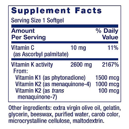 Life Extension Super K – Vitamin K1 and Two Forms of K2 for Bone, Heart, and Arterial Health - Gluten-Free, Once Daily, Non-GMO - 90 Count (Pack of 1)