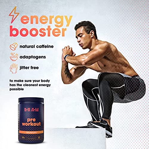 BEAM Be Amazing Vegan Pre-Workout Powder | Energy Booster Powdered Drink with All-Natural Caffeine, No Crash, No Jitters | Gluten-Free Supplement with Adaptogens | Sour Peach Rings, 40 Scoops