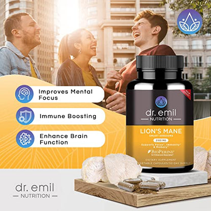 2100mg Organic Lions Mane Supplement Capsules for Focus, Mental Clarity & Cognitive Support - Brain Boosting Nootropic Lion's Mane Mushroom Supplement with 100% Organic Lions Mane Extract